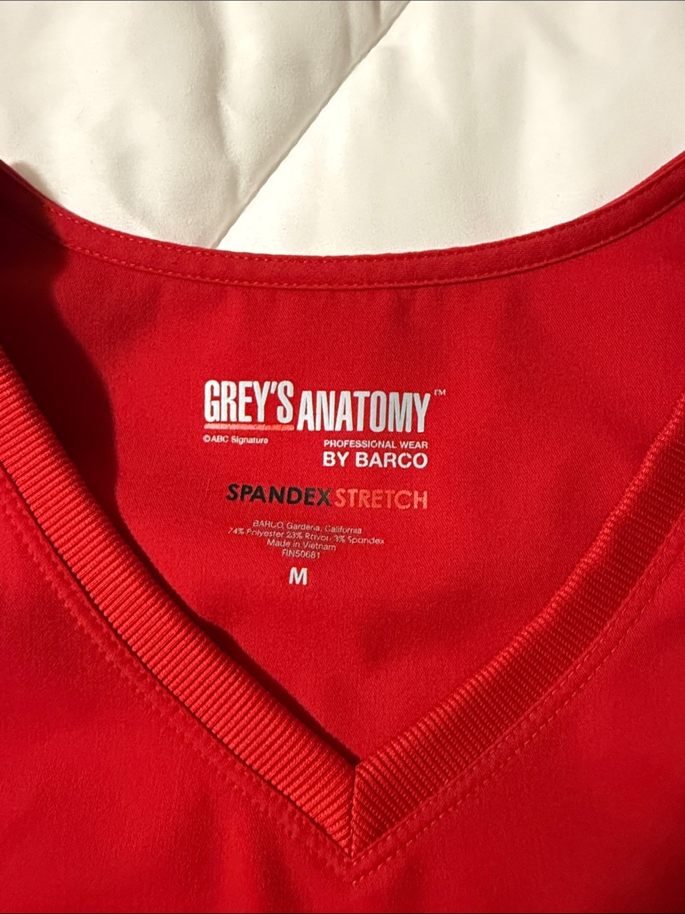 Grey's Anatomy Red V‑Neck Scrub Top